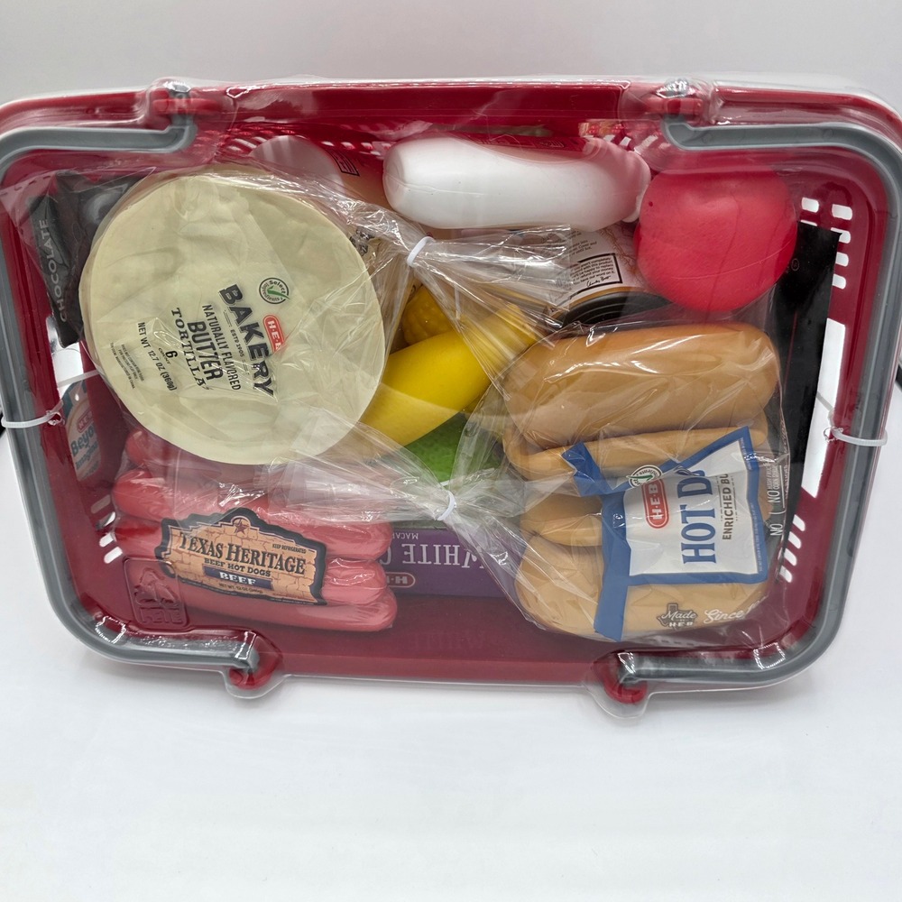 HEB Beyond Imagination Dinner Food Shopping Basket Play Set 35‎ Pieces